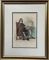 RENE DECARTRE 19TH CENT COLORED STEEL ENGRAVING