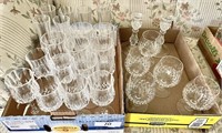 2 flats of crystal stemware, crystal candlesticks