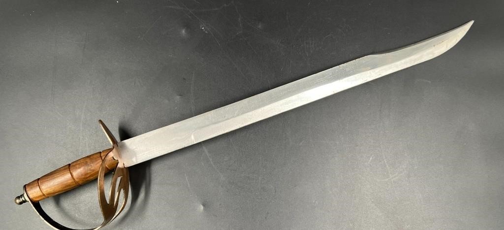 21" Long Wood & Brass Handle Sword/Knife