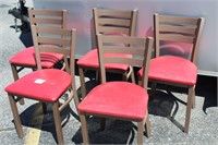5  Metal Chairs, Red color, Subway style