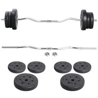 Yaheetech Barbell Weight Set - Olympic Curl Bar &