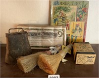 (2) Porcelain Lady Vanity Brushes, Cowbell & More