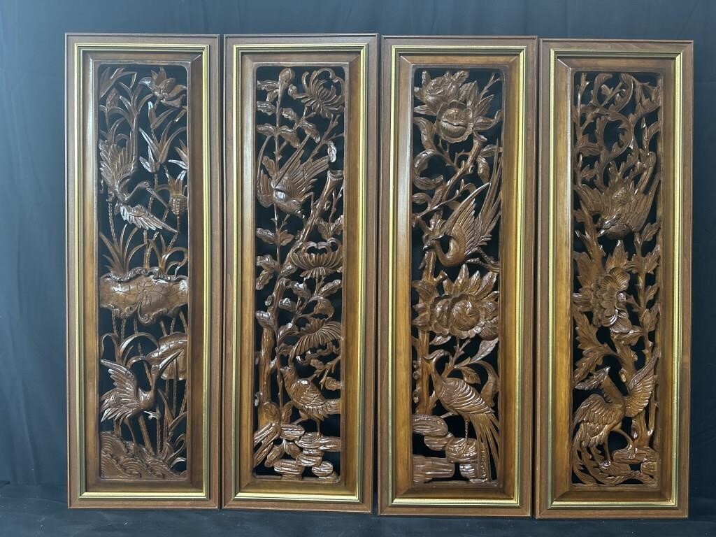 Bundle of of hand carved Asian wall hanging panels