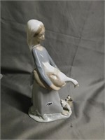 Lladro girl With Duck And Dog Figurine
