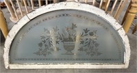 Antique Etched Glass Arch Window.