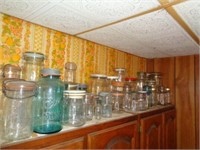 Large lot of canning jars & other bottles -