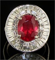 14kt Gold 7.66 ct Oval Ruby & Diamond Ring