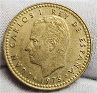 1975 Spain 1 Peseta Coin AU