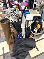 3 Golf Bags, Travel Bag & Clubs