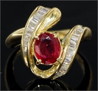 18kt Gold 2.09 ct GIA Ruby & Diamond Ring