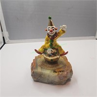 Clown Figurine on Green Onyx Base