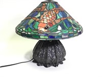 17" H Stained Glass Koi Lamp Works
