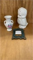Royal Copley Vase, Frame, and Cookie Jar