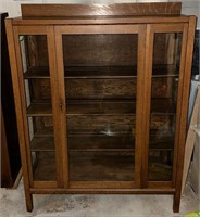 Antique Mission Oak Doored Curio Cabinet w/ Plate