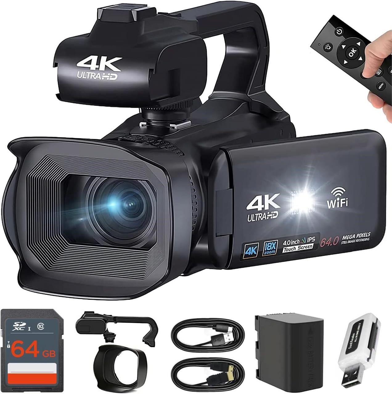 Acuvar 4K 64MP Video Camera Camcorder Auto Focus V