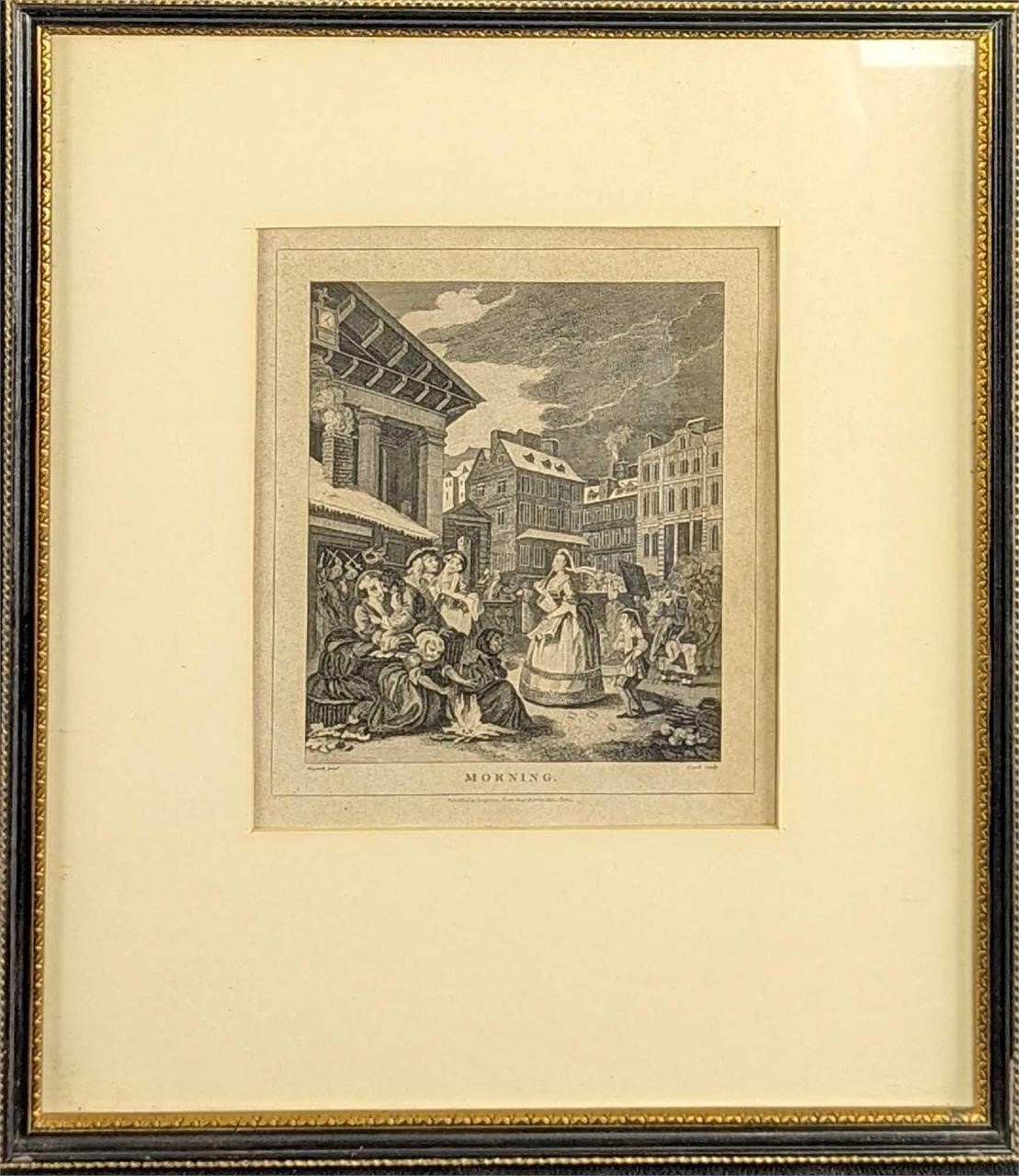 Framed Morning Engraving By T. Cook After W. Hogar