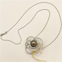 14K Gold Tahitian Pearl & Diamond Pendant