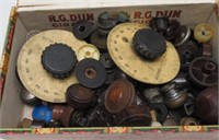 CIGAR BOX FULL OF BAKELITE & PLASTIC OLD RADIO