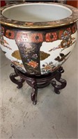 14in diameter Antique Chinese fishbowl w/ stand -