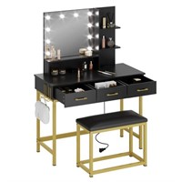 Bestier Vanity Desk Set With Cushioned Stool, 53-7