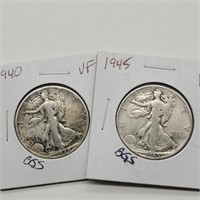 1940 & 1945 WALKING LIBERTY HALF DOLLARS