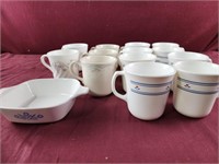Assorted corningware mugs and dish
