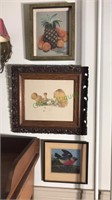 Victorian oak frame with a mushroom print, two