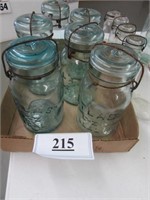 6 Atlas Quart Canning Jars w/ Lids