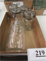 4 Pint Canning Jars w/ Lids & 1 Atlas Quart Jar
