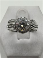 Sterling Brilliant CZ Engagement/Cocktail Ring