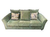 A Hillcraft Soft-Green Crushed Velvet Sofa