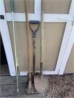 Flat shovel, edger, rake