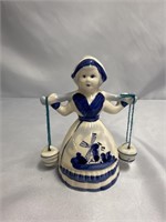 VINTAGE BLUE DELFTS PORCELAIN MILKMAID BELL