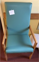 Wood frame aqua green vinyl chairs Medical use