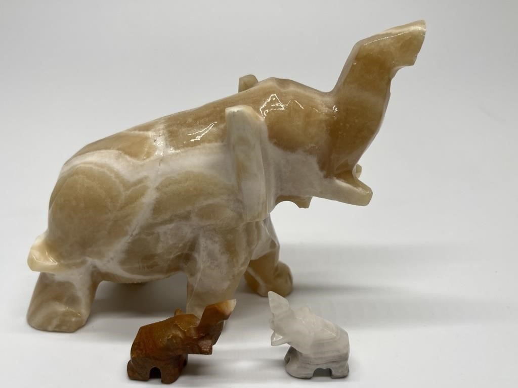 (3) Onyx Elephant Figurines, as pictured