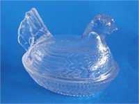 VTG IMPERIAL CLEAR GLASS HEN ON A NEST-GOOD SHAPE