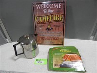 Cabela's coffee pot, camp stove toaster and a meta