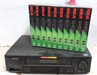 Sharp VHS Player & 10pk New Tapes