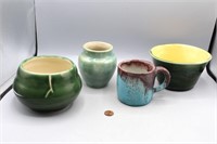 4 Signed Pisgah Forest Pottery Bowls & Mug