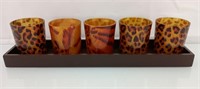 Leopard print votive candle holder set
