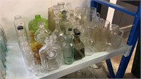 SHELF LOT OF ASSORTED GLASSWARE INCLUDES
