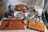 VINTAGE LOT OF SIGNS AND WHIMSICAL PIECES