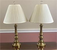 (2) Matching Brass Colored table lamps with