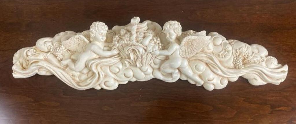 Plaster Angel Wall art sculpture, 21” long