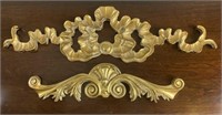 (2) Plastic Brass colored picture embellishments,