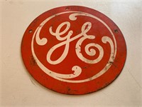 GE 9" round metal sign (original)