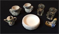 Pfaltzgraff Stoneware, Milk Glass Bowl, Glass Dogs