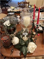 Lot of candleholders w/hurricane globes