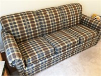 Sleeper sofa w/plaid upholstery