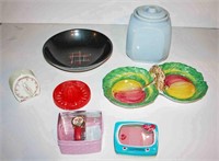 6Pcs. Lidded Cookie Jar, Plastic Juicer, Timer,